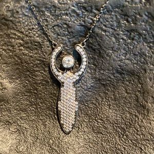 Sterling Silver and Crystal Goddess Pendant Necklace Mother Mom Force of Nature